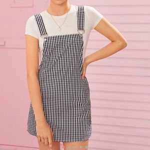 Black and white gingham, overall dress
